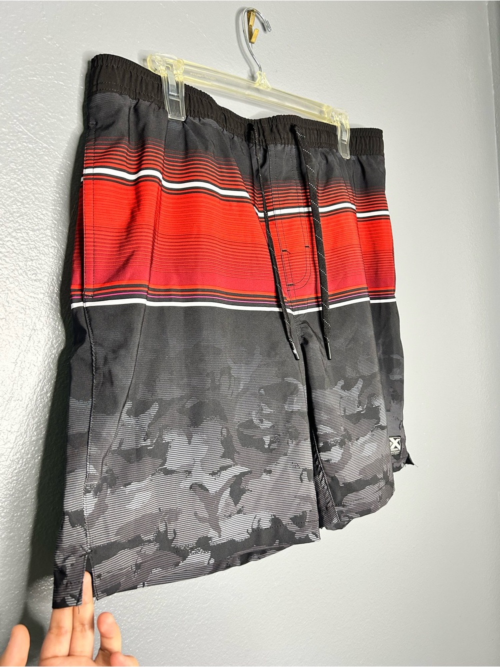 ZeroXposur Red & Black Striped Board Shorts